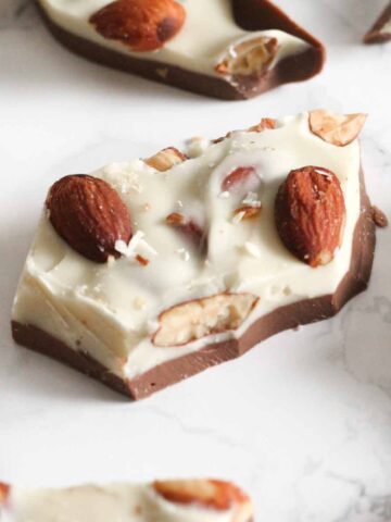 milk and white chocolate bark with almonds