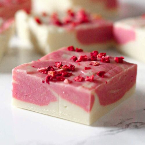 thumbnail image of white chocolate strawberry fudge