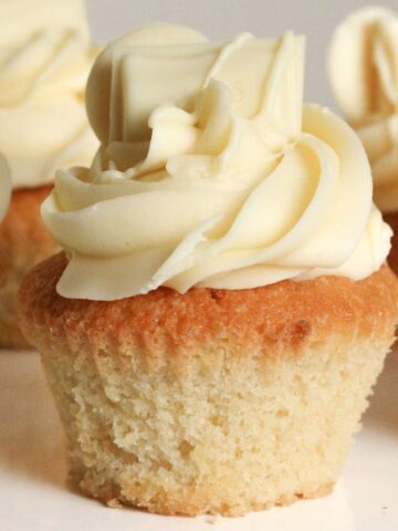 thumbnail image of milky bar cupcakes with white chocolate buttercream