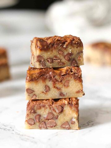 stack of 3 peanut butter nutella blondies