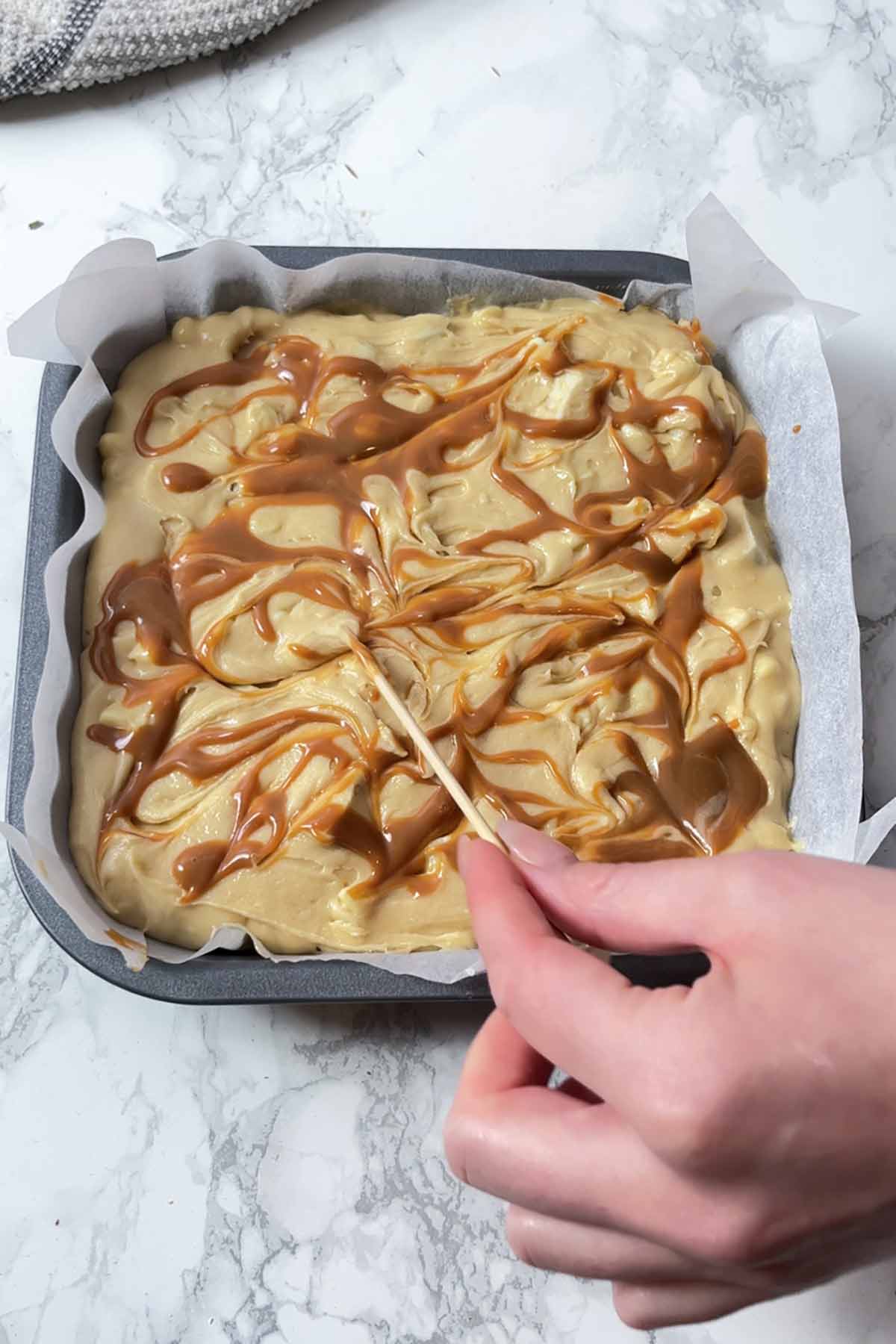 swirling caramel on top