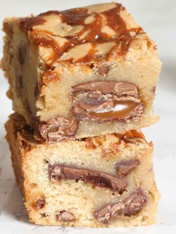 thumbnail image of dairy milk caramel blondies with caramel swirl on top