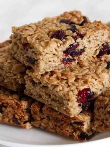 thumbnail image of cranberry flapjacks on a plate
