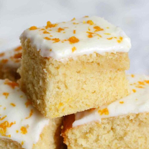 thumbnail image of orange drizzle traybake cake