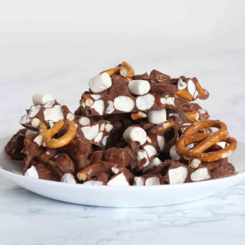 thumbnail image of chocolate pretzel marshmallow bark