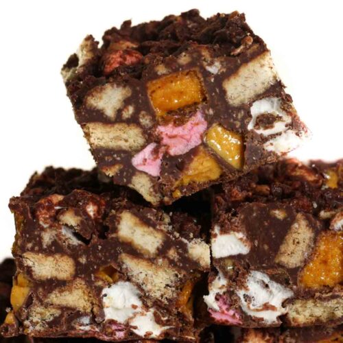 thumbnail image of crunchie rocky road slices with honeycomb pieces