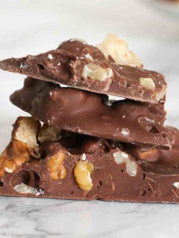 thumbnail image of walnut chocolate bark in a stack of 3 pieces