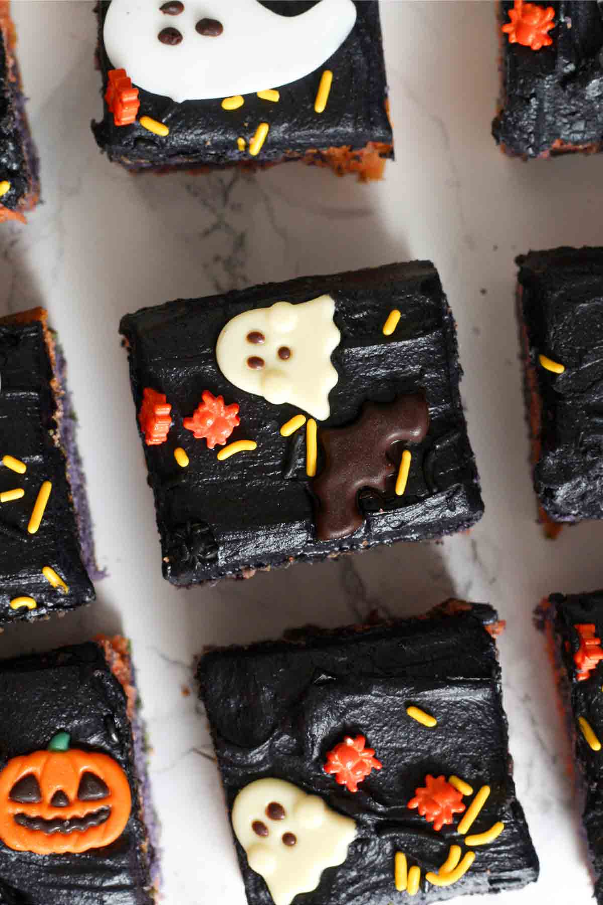 slices of halloween traybake cake