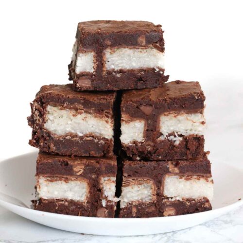 thumbnail image of bounty brownies in a pile on a plate