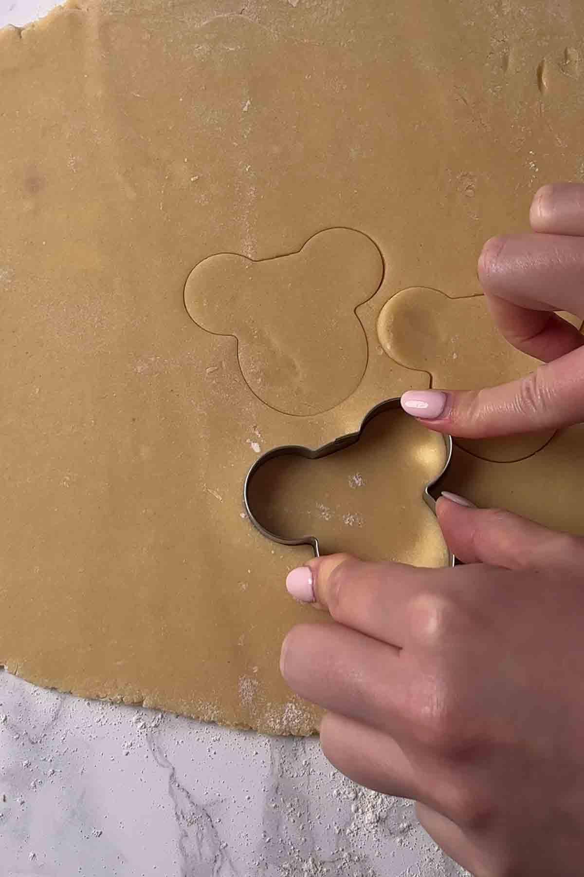 cutting mickey shapes out of dough