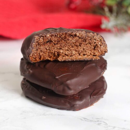 thumbnail image of german lebkuchen hearts covered with dark chocolate