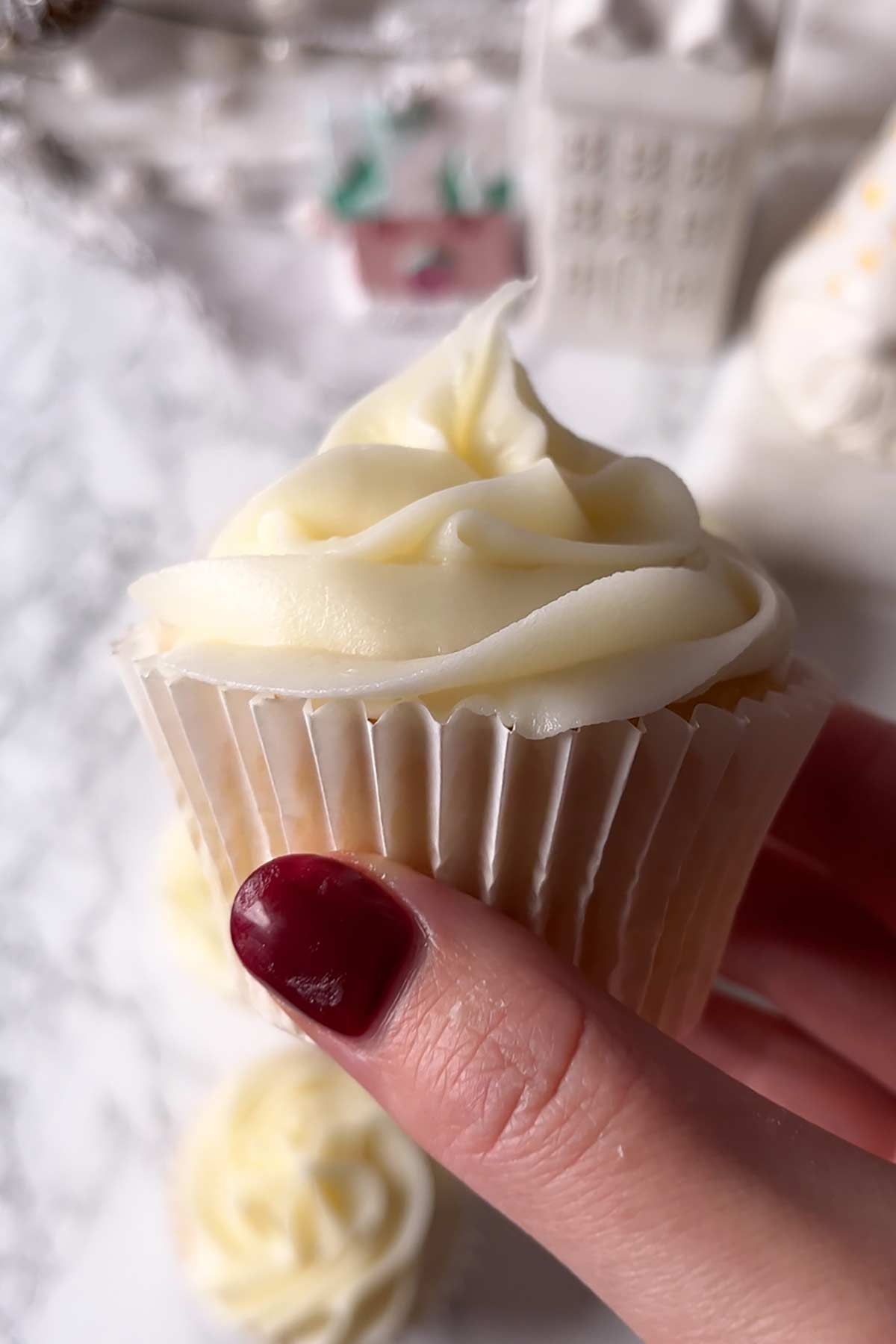 cupcake with white frosting on top