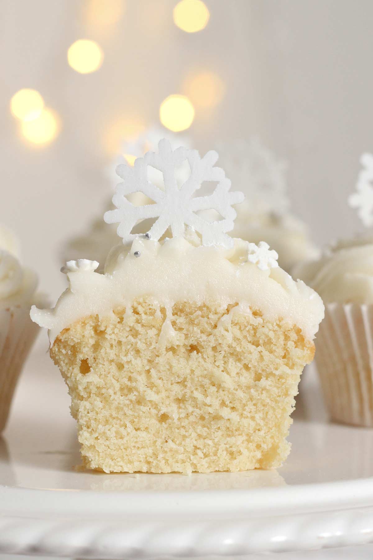 snowflake christmas cupcake cut in half