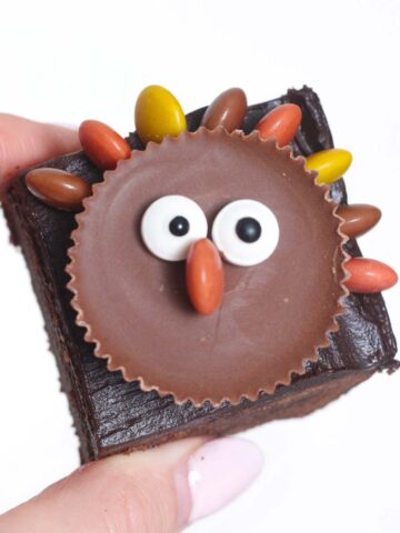 thumbnail image of thanksgiving peanut butter turkey brownies