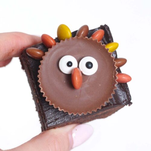 thumbnail image of thanksgiving peanut butter turkey brownies