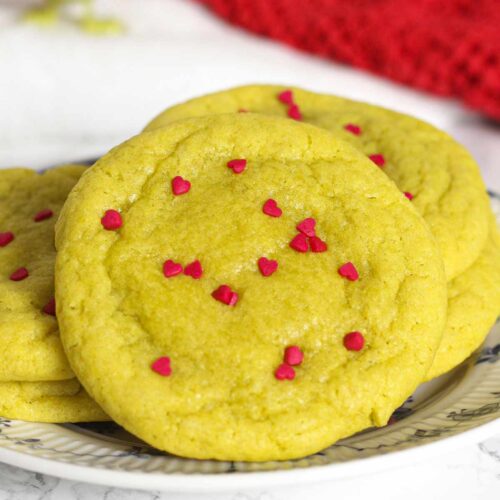 thumbnail image of red and green grinch crinkle cookies