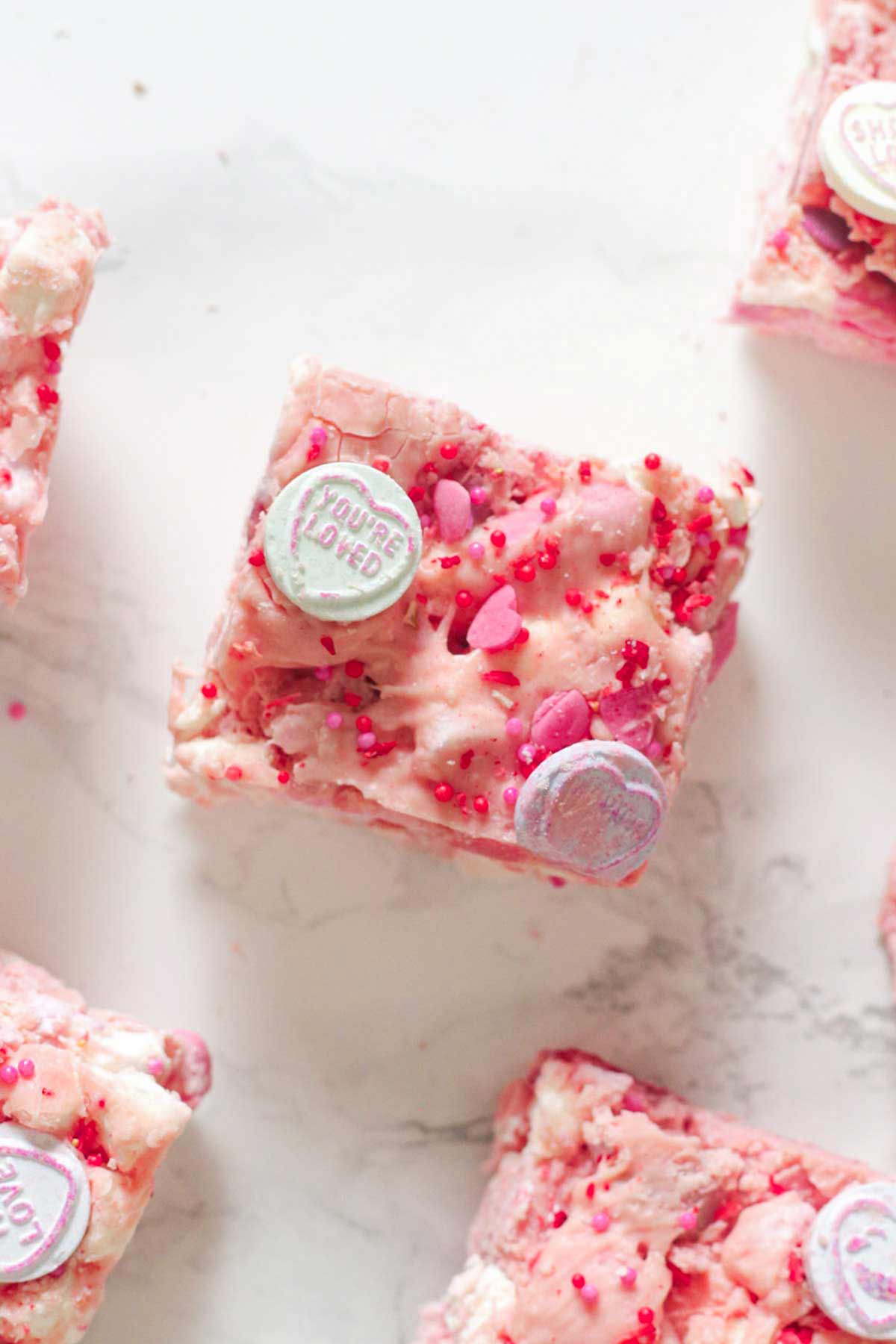 overhead image of valentines day rocky road