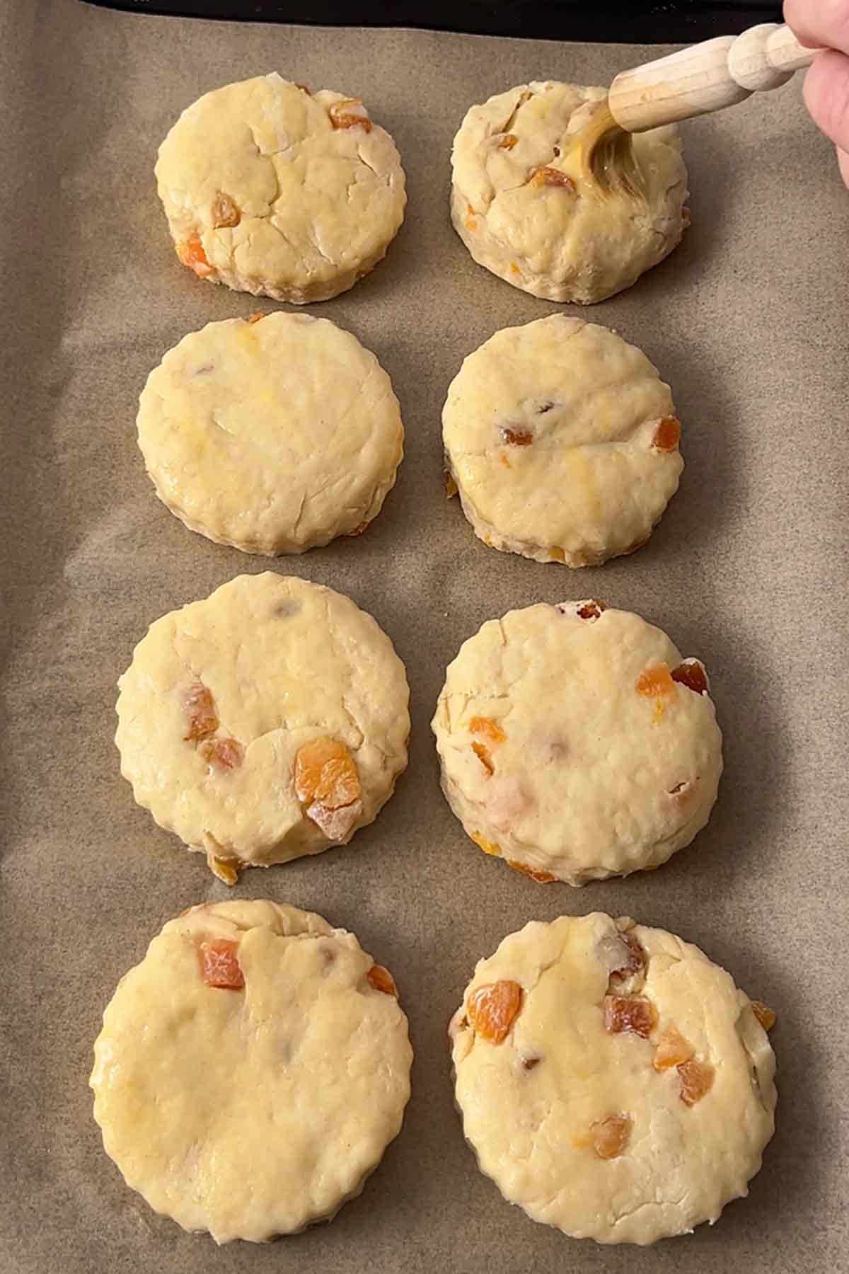 brushing scones with egg