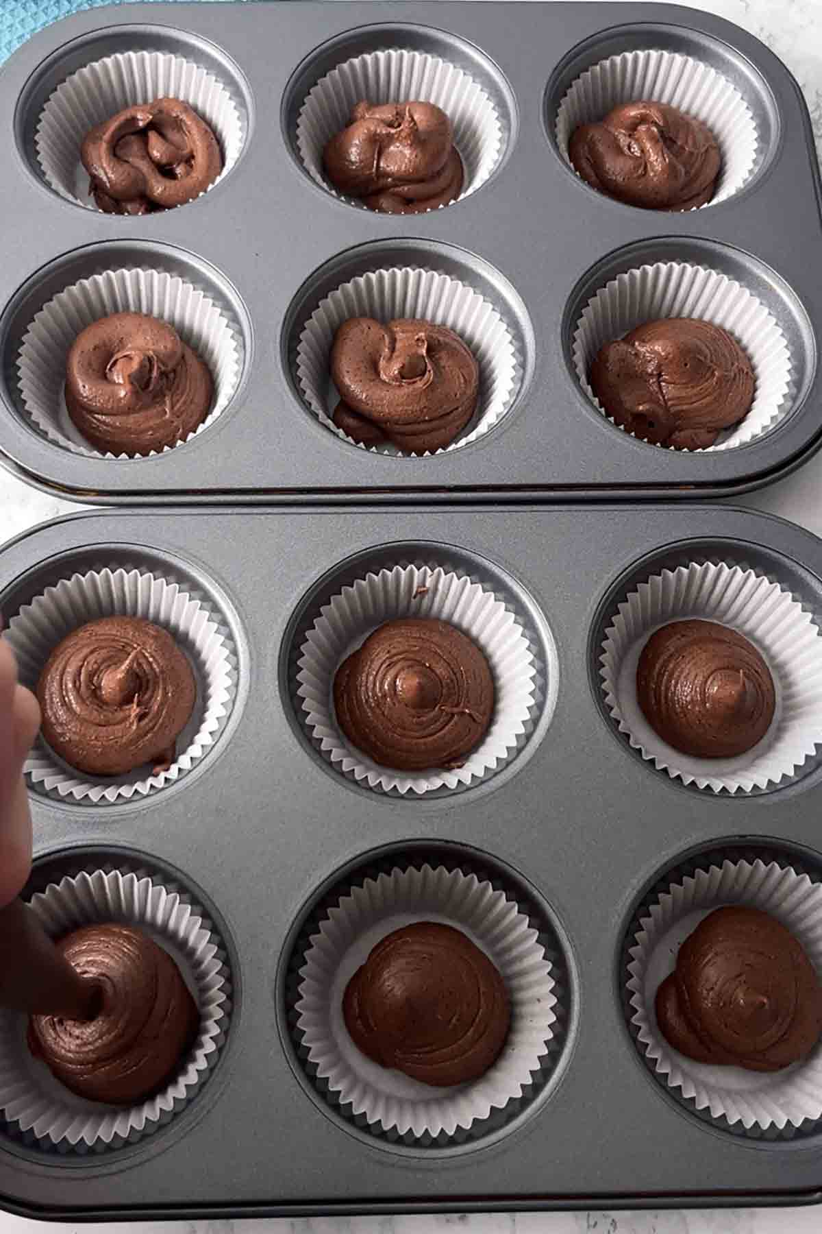 cake batter in cases