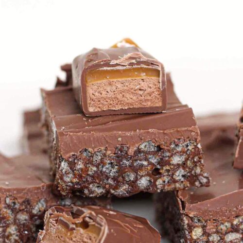 thumbnail image of no bake mars bar tray bake cake