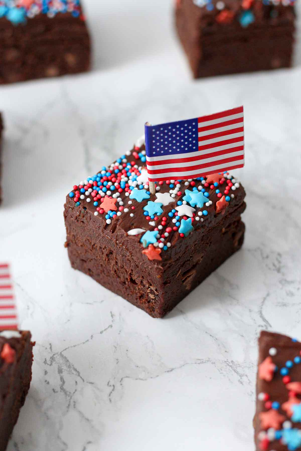 4th of july brownies with american flags on top