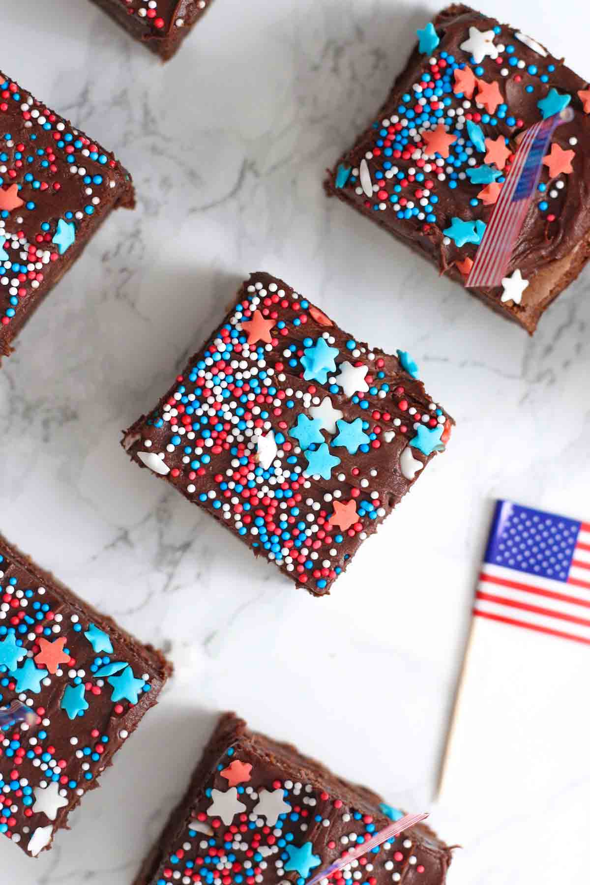 overhead image of 4th of july brownies