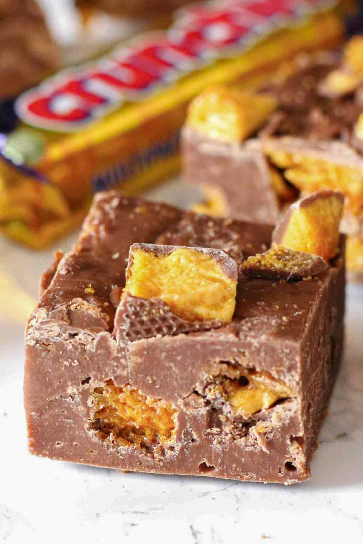 slab of crunchie honeycomb fudge
