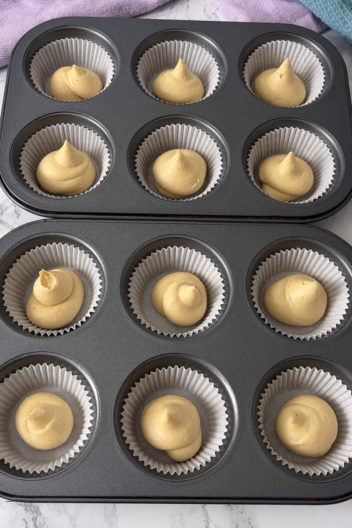 cake batter in cases