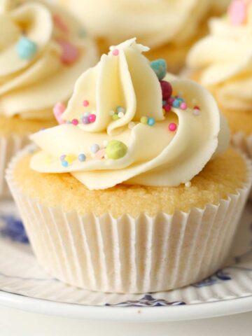 thumbnail image of fairy cakes with buttercream on a plate