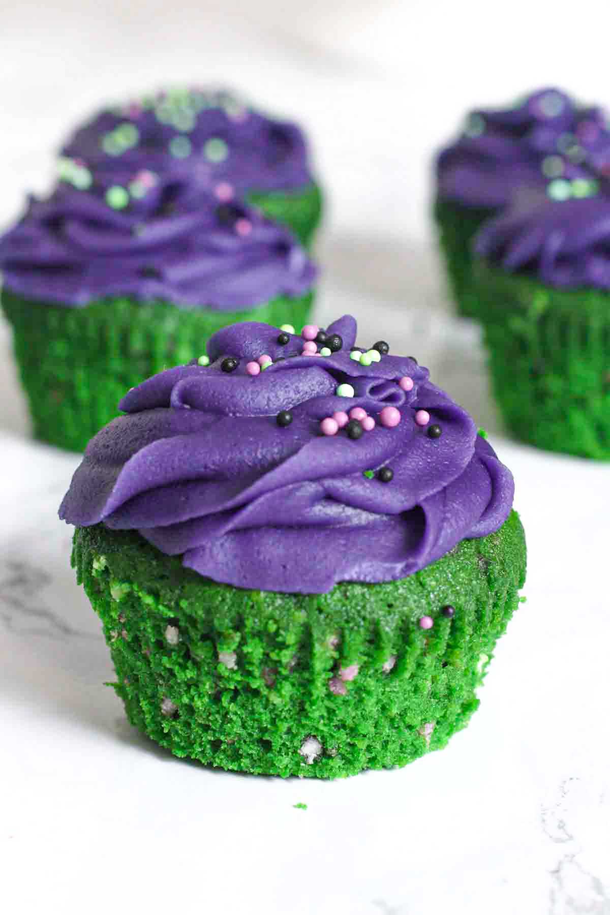 unwrapped halloween funfetti cupcakes with sprinkles on top