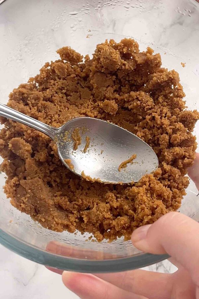 ginger crumbs mixed with melted butter