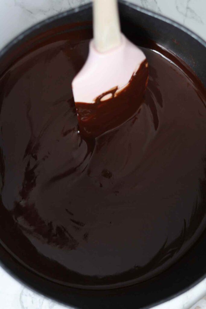 melted chocolate butter and golden syrup together in a saucepan