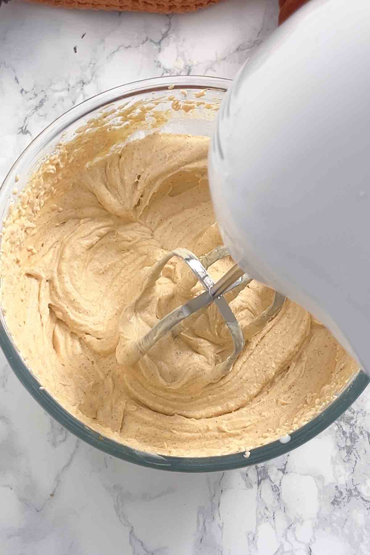no bake cheesecake filling in a large bowl