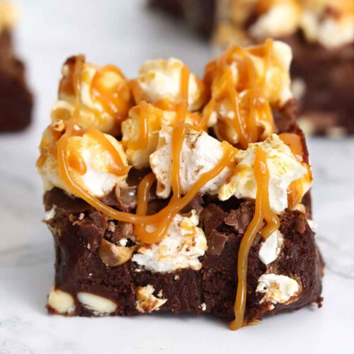 thumbnail image of caramel popcorn brownies