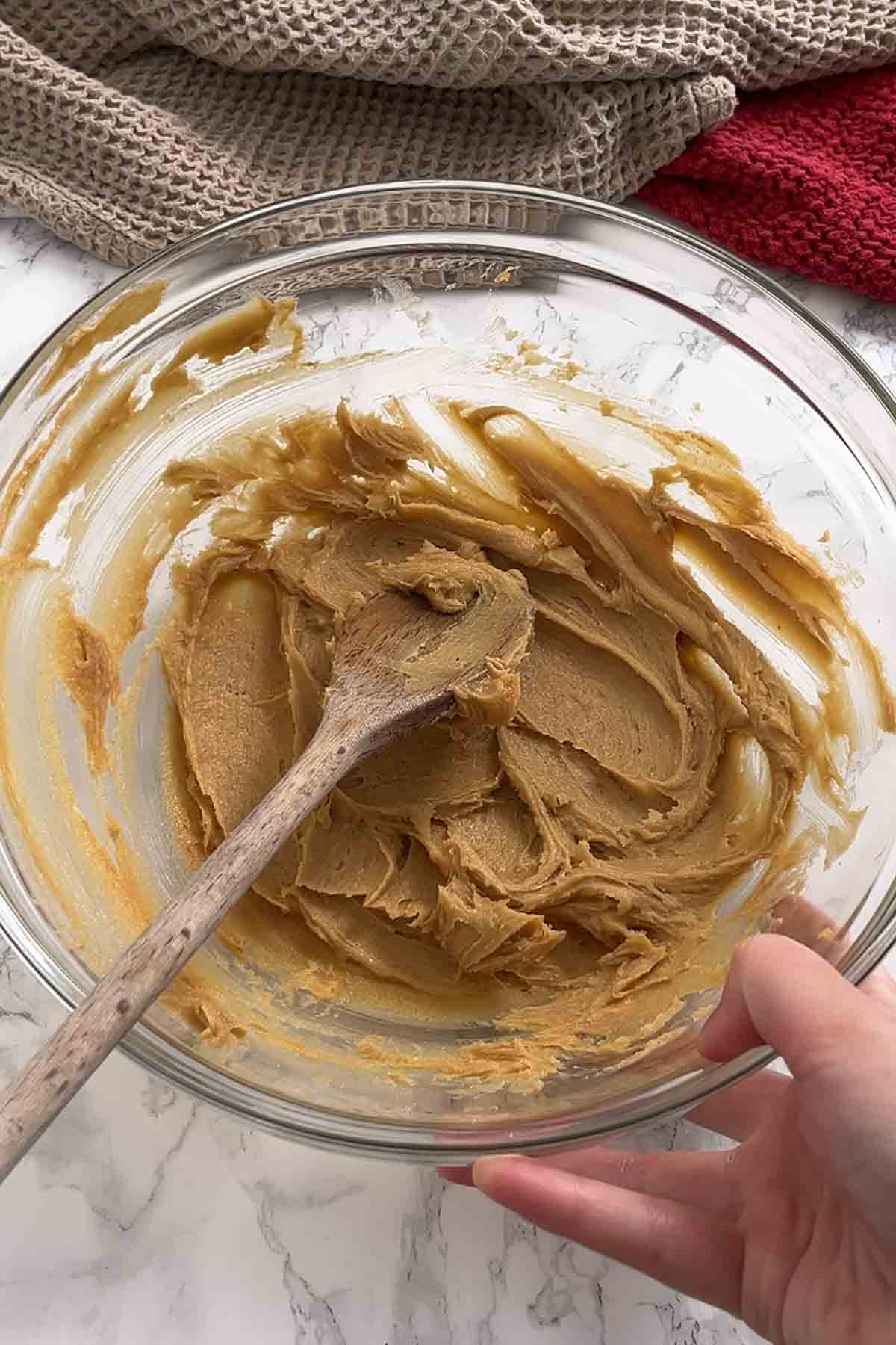 wet ingredients mixed together in a bowl