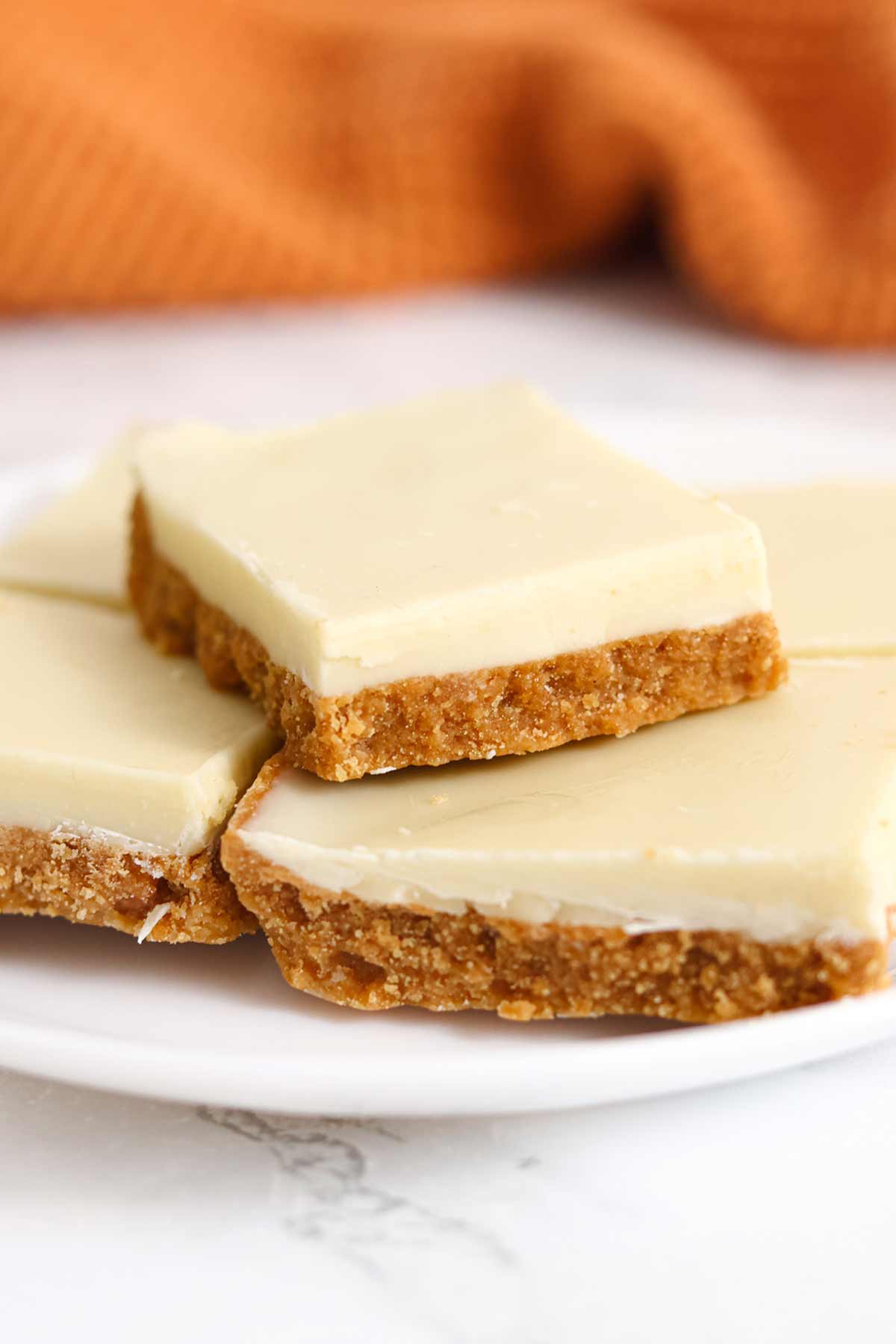no bake gingernut traybake slices on a plate