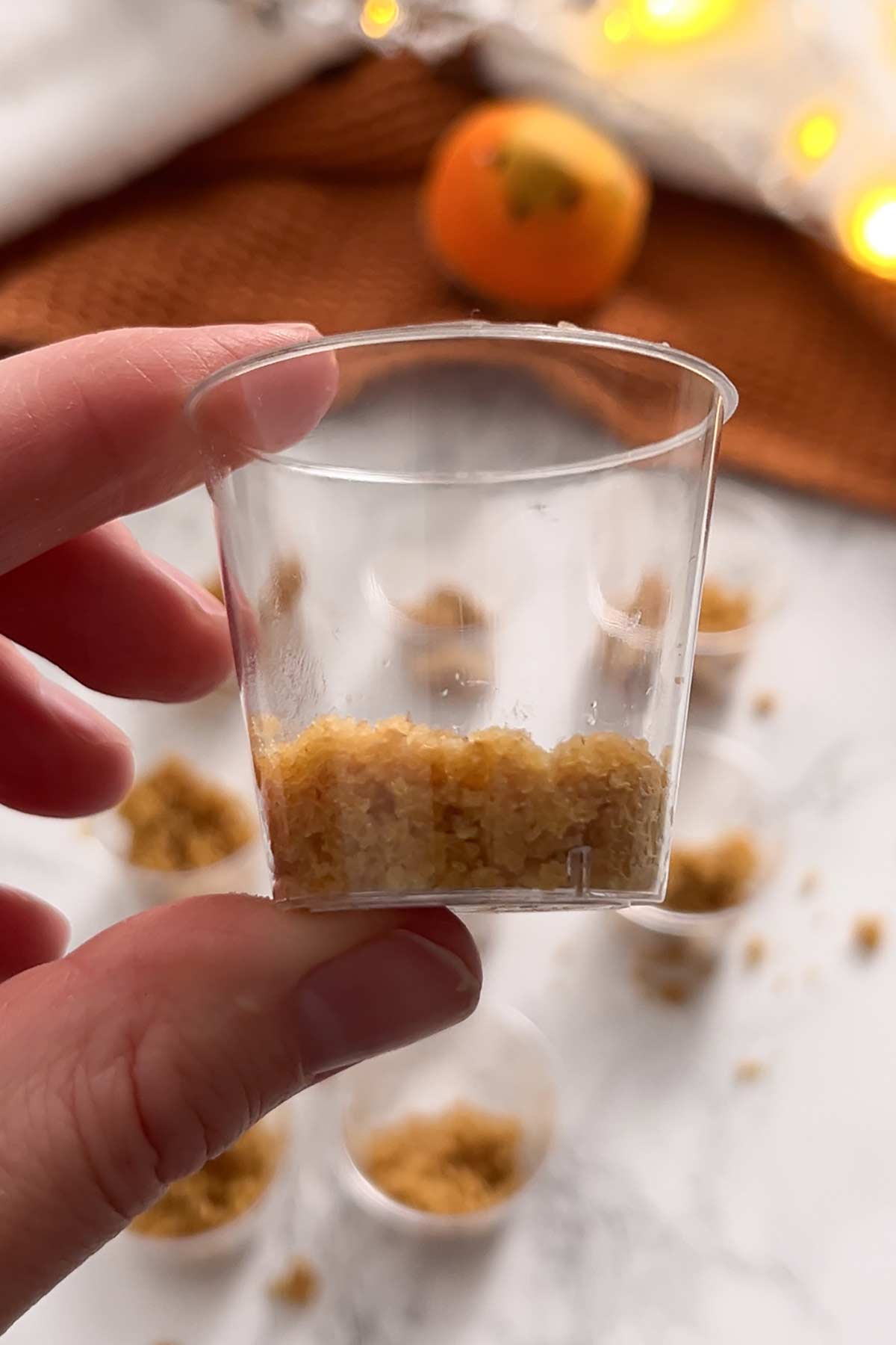 biscuit base pressed into shot glasses