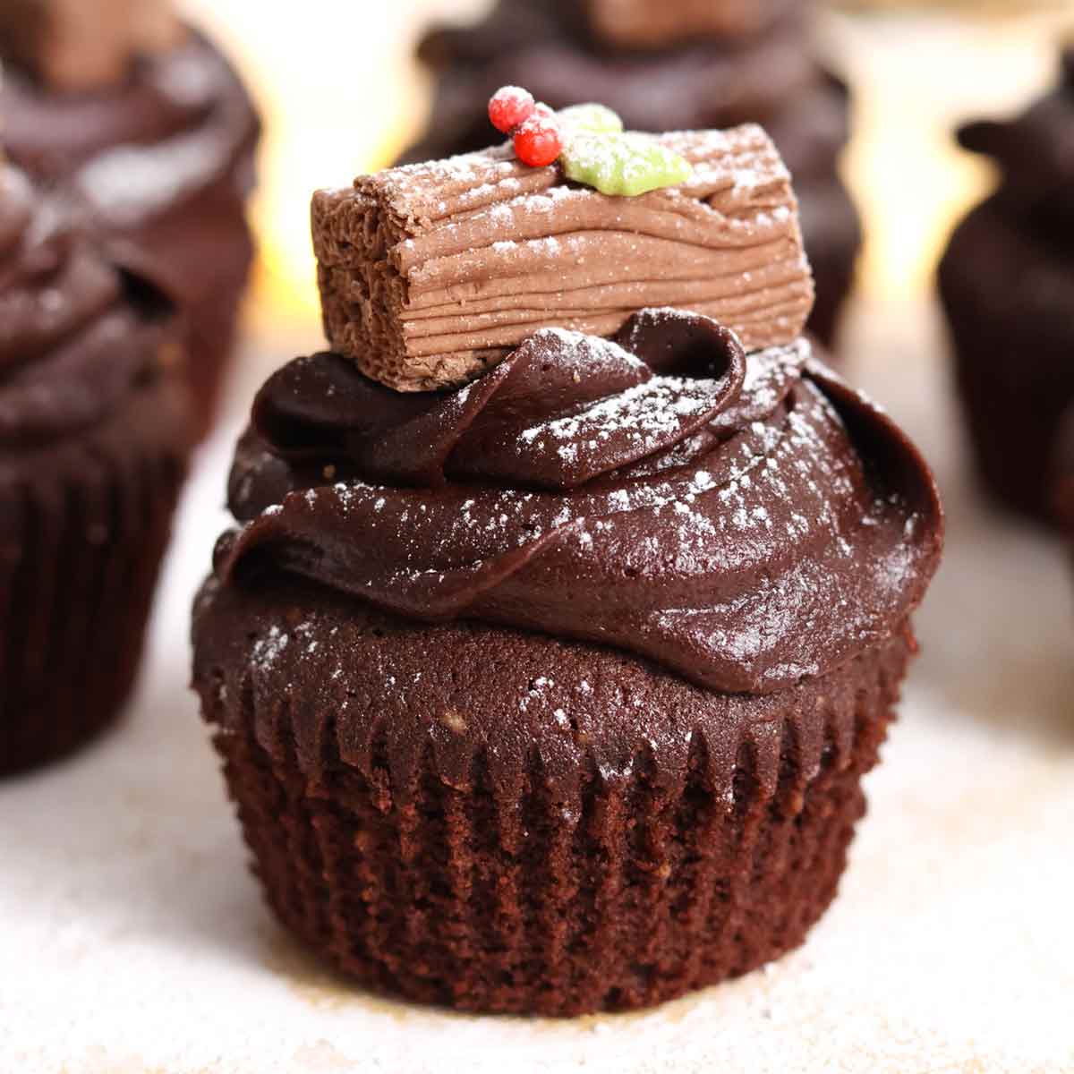 thumbnail image of chocolate yule log cupcakes
