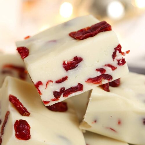 thumbnail image of white chocolate cranberry fudge