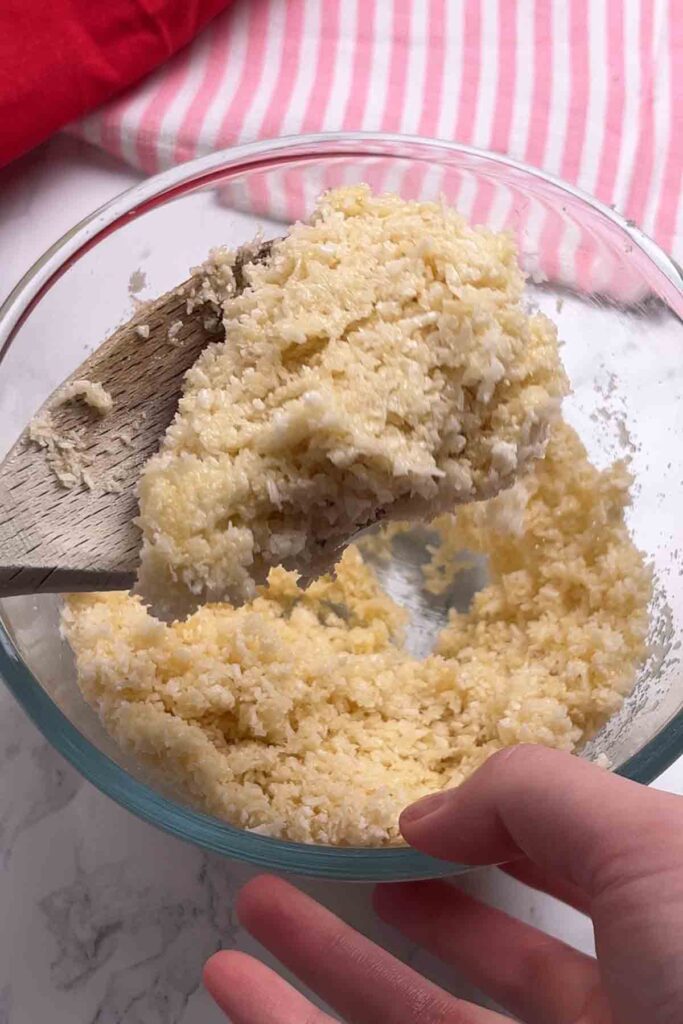 bowl of desiccated coconut topping
