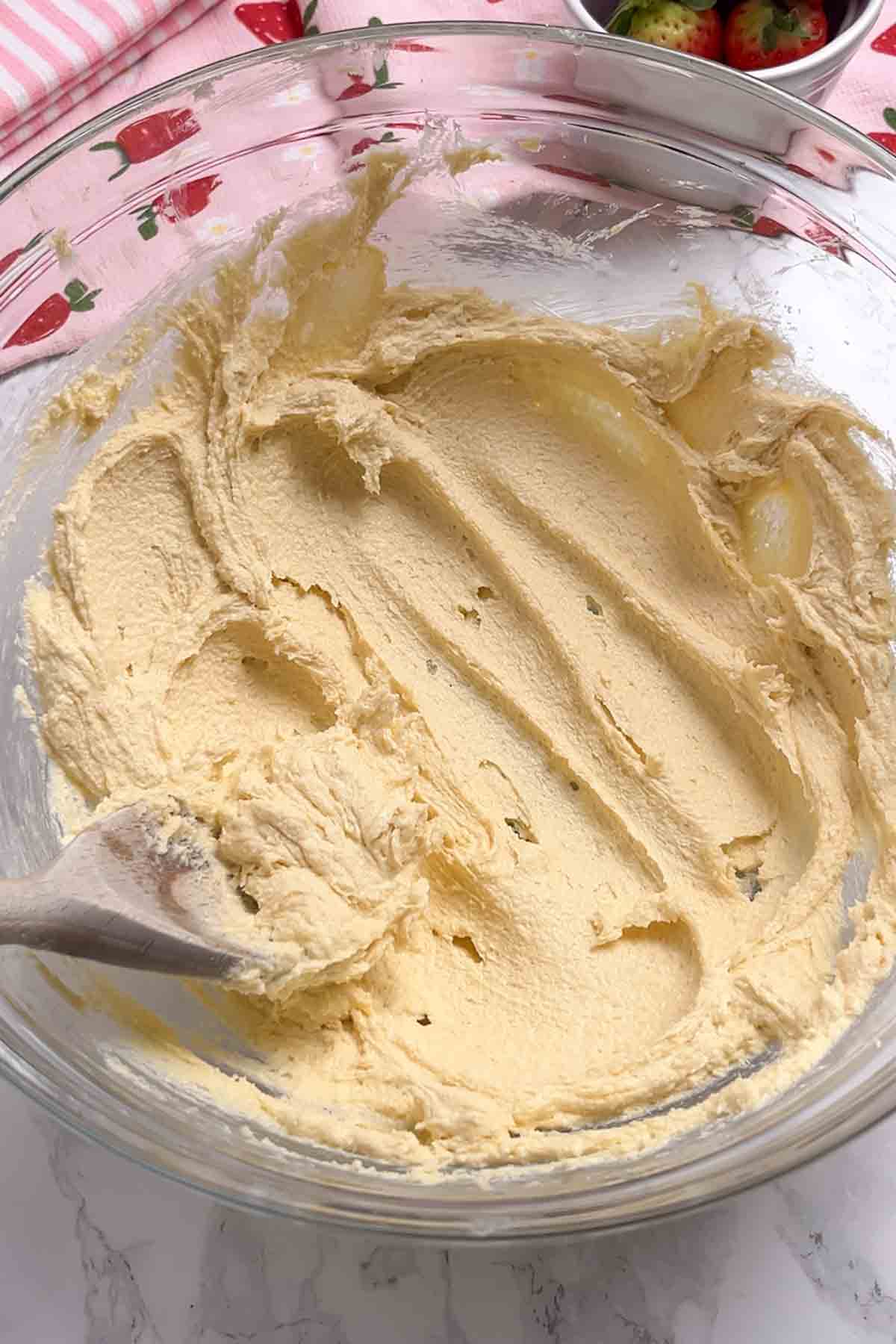 butter and sugar creamed together in a bowl
