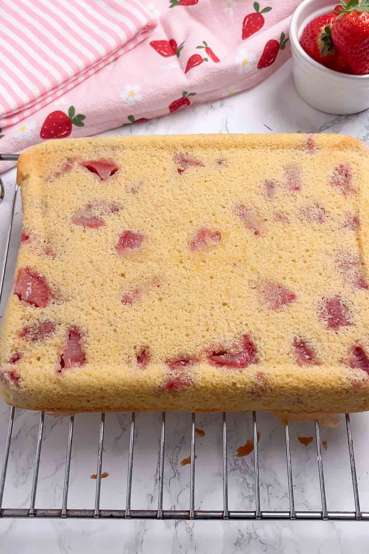 cake turned onto a wire rack