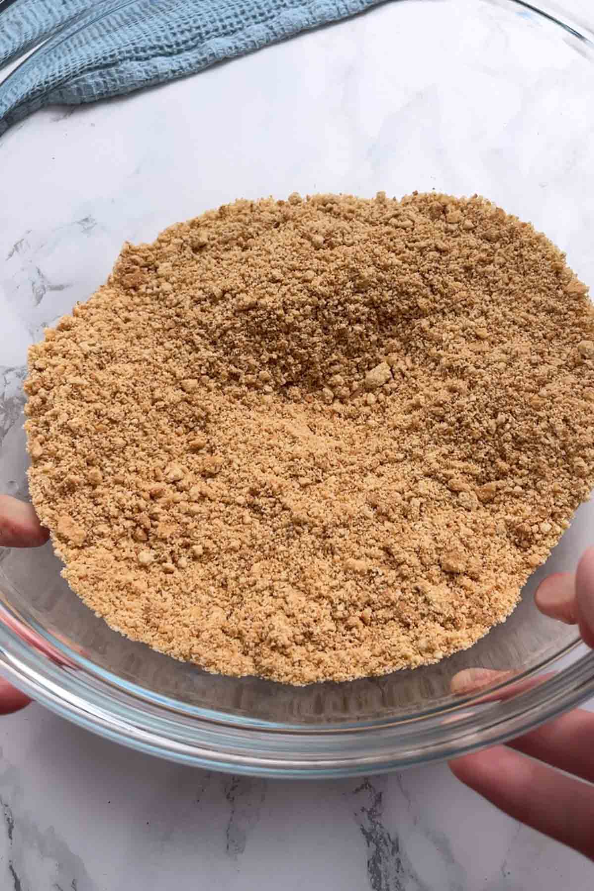 bowl of digestive biscuit crumbs