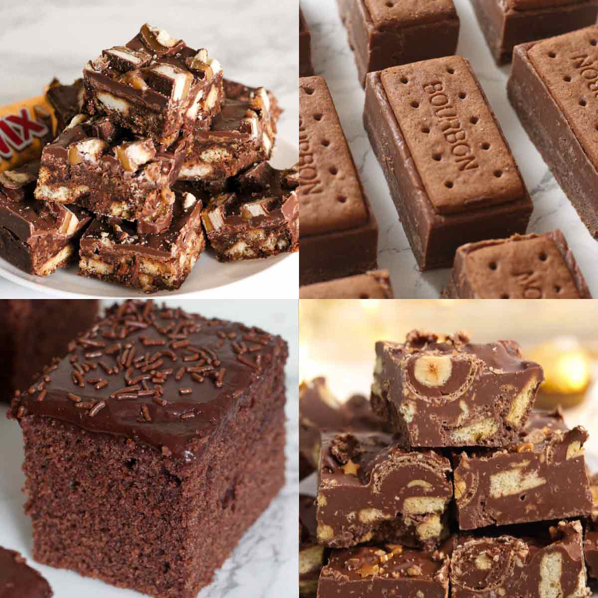 chocolate traybake recipes thumbnail image collage