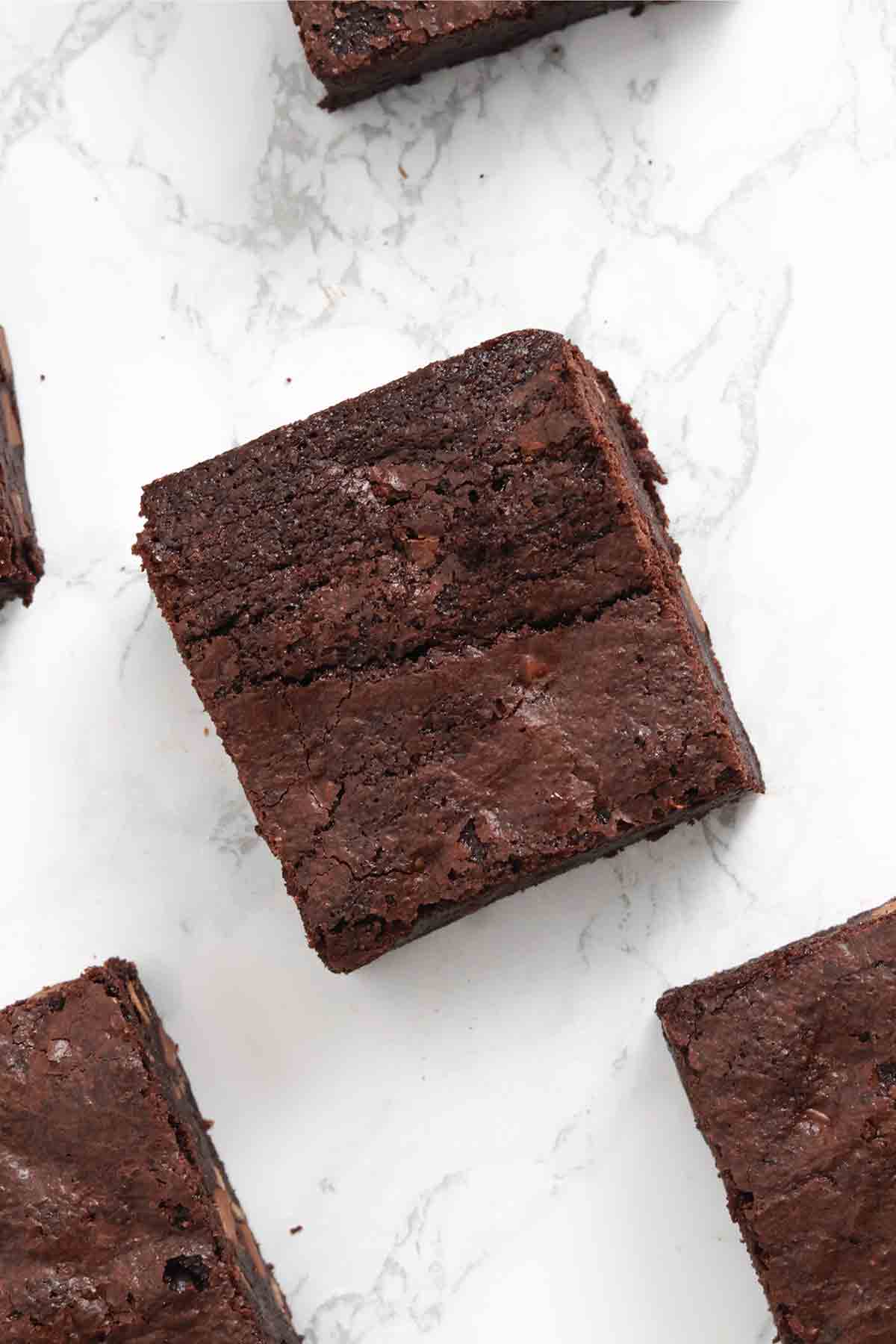 overhead image of cocoa powder brownies without chocolate