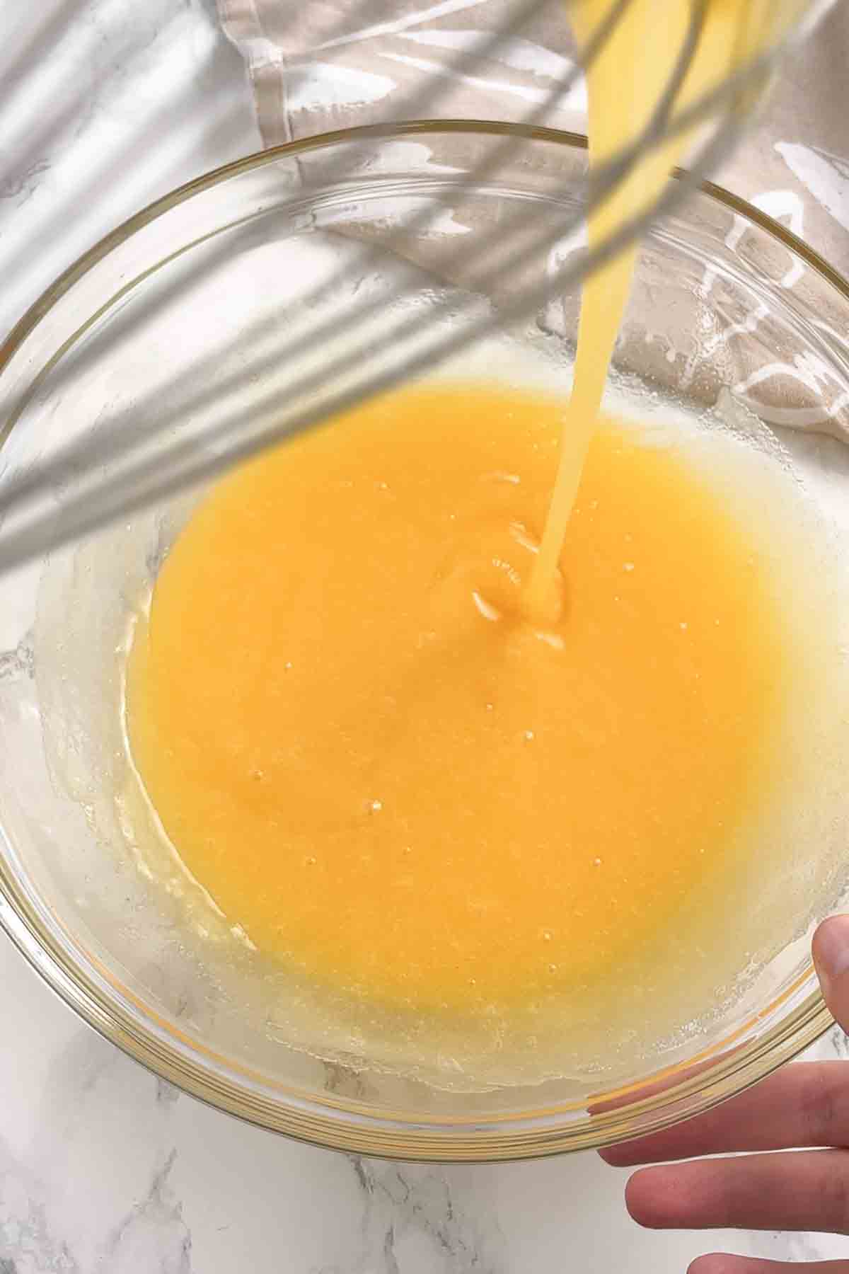 sugar and melted butter mixed together