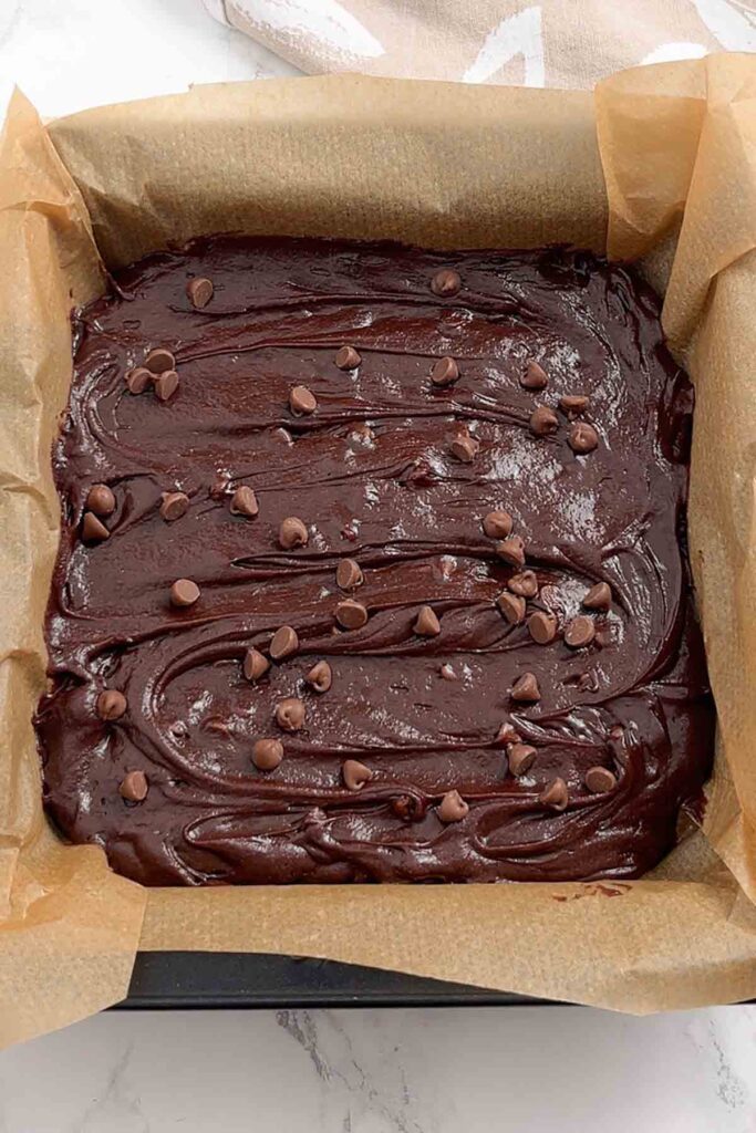 unbaked batter in tin