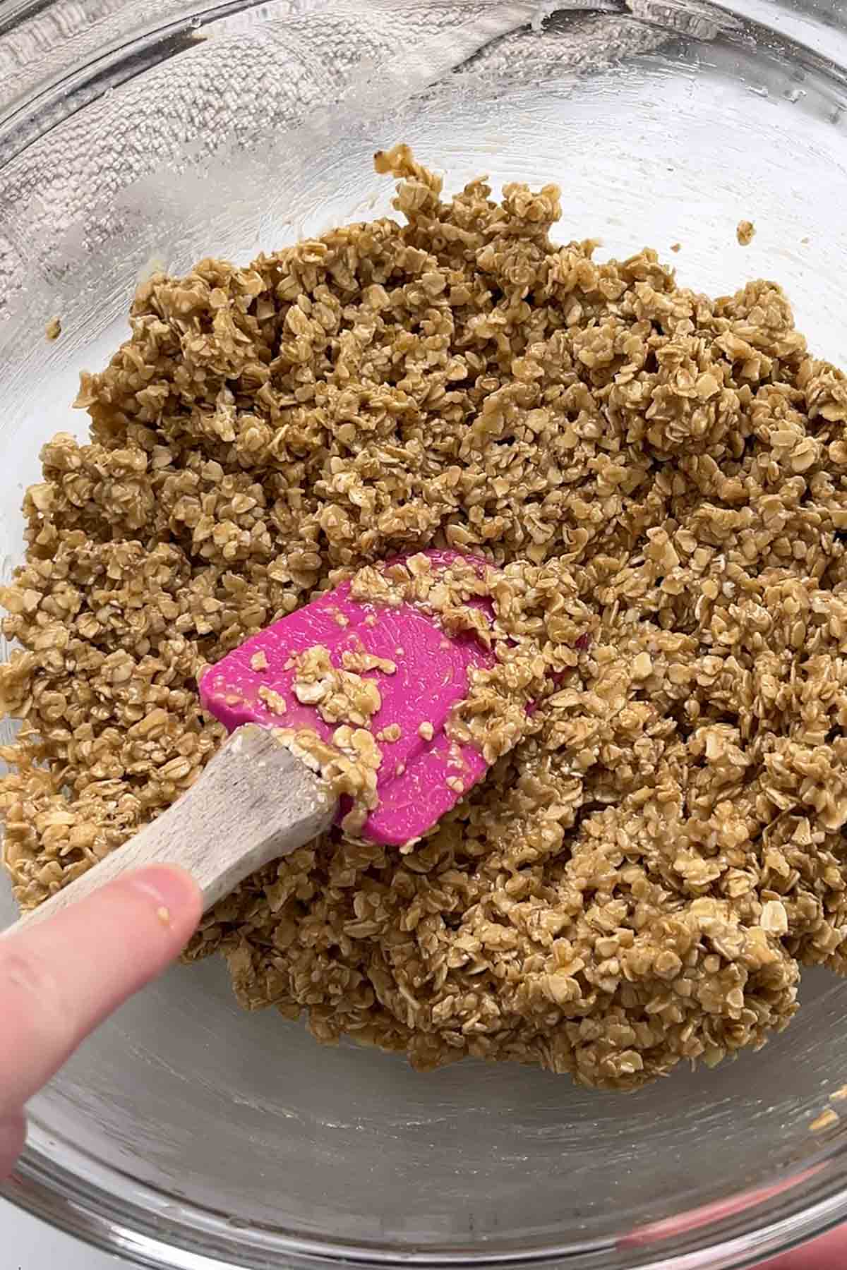 condensed milk oat mixture in a large bowl