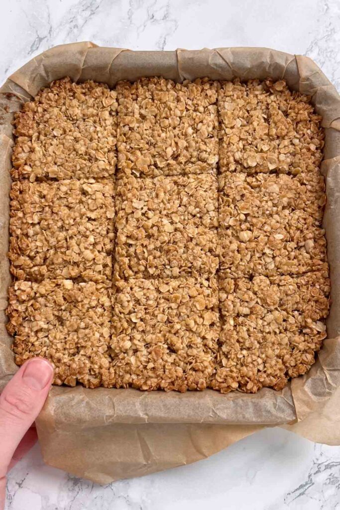 scored flapjack in tin
