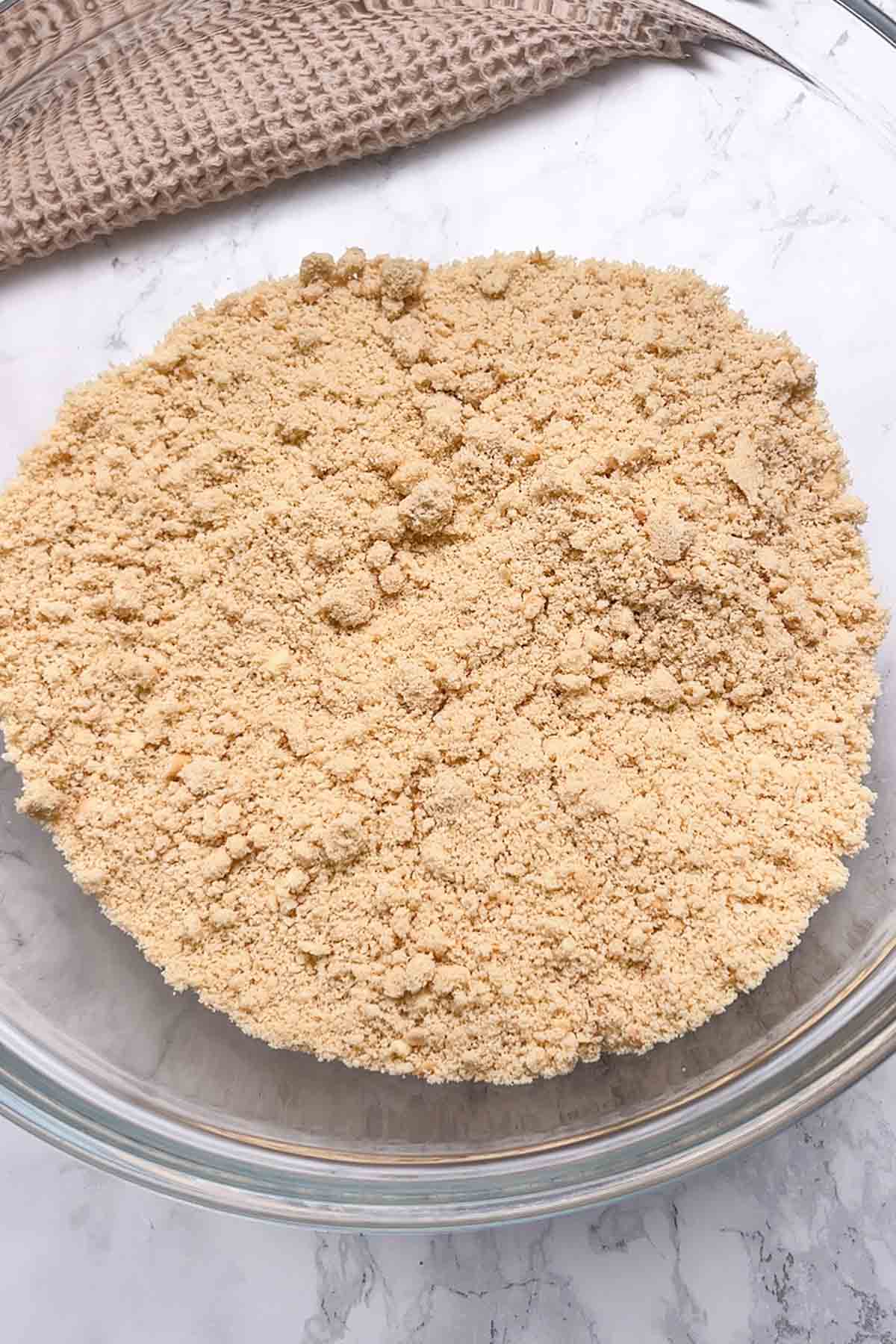 bowl of custard cream biscuit crumbs